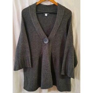 Dressbarn Womens 22/24 Wool-Blend 3/4 Sleeve Pullover Sweater Gray